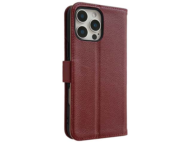 Premium Leather Wallet Case for Apple iPhone 16 Pro - Rosewood Leather Wallet Case