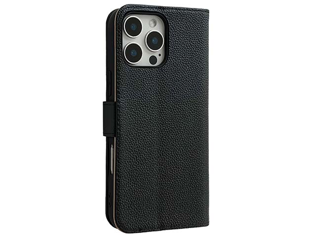 Premium Leather Wallet Case for Apple iPhone 16 Pro - Black Leather Wallet Case