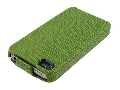 Synthetic Leather Flip Case for iPhone 4/4S - Lime Green