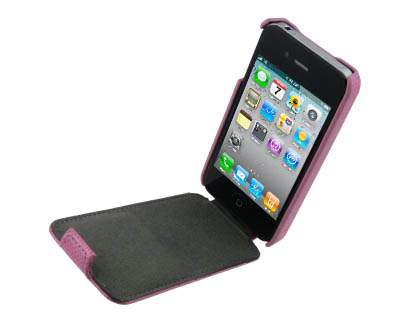 Synthetic Leather Flip Case for iPhone 4/4S - Baby Pink