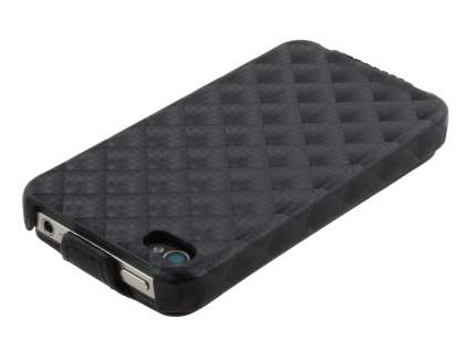 Synthetic Leather 3D Design Flip Case for iPhone 4S/4 - Classic Black