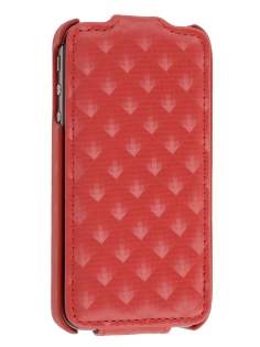 Synthetic Leather 3D Design Flip Case for iPhone 4S/4 - Red