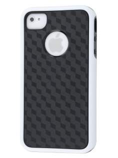 3D Design Protective Case for iPhone 4/4S - White/Black