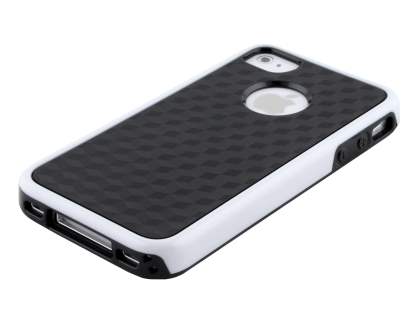 3D Design Protective Case for iPhone 4/4S - White/Black