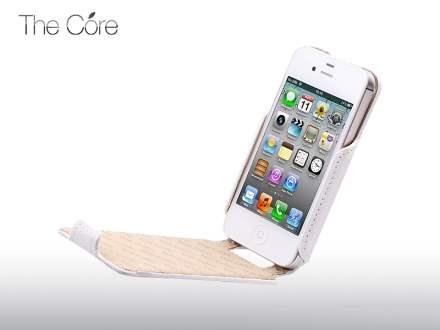 Momax The Core Slim Synthetic Leather Flip Case for iPhone 4S/4 - White