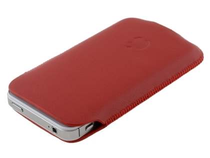 Genuine Leather Slide-in Case for iPhone 4S/4 - Red