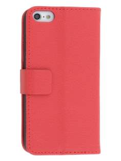 Synthetic Leather Wallet Case with Stand for iPhone 5c - Red Leather Wallet Case