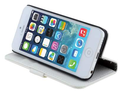 Synthetic Leather Wallet Case with Stand for iPhone 5c - Pearl White