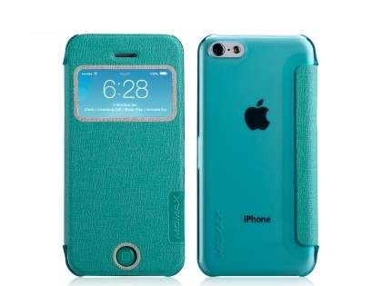 Momax Flip View Case for iPhone 5c - Mint Leather Wallet Case