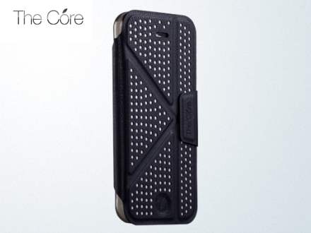 Momax The Core Polka Dots Flip Case for iPhone 5c - Black/Grey Leather Flip Case