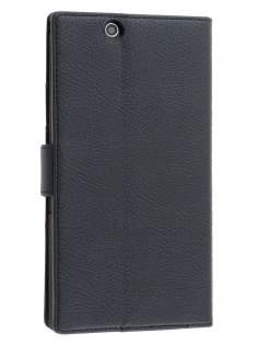 Slim Synthetic Leather Wallet Case with Stand for Sony Xperia Z Ultra - Classic Black Leather Wallet Case