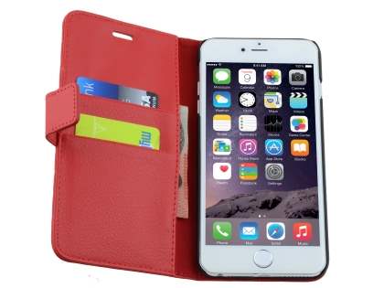 Synthetic Leather Wallet Case with Stand for iPhone 6s Plus/6 Plus - Red