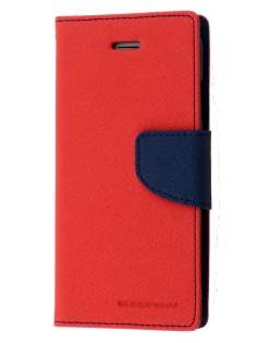 Mercury Goospery Colour Fancy Diary Case with Stand for iPhone 6s Plus/6 Plus - Red/Navy Leather Wallet Case