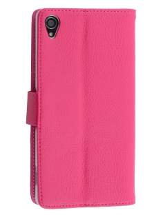 Synthetic Leather Wallet Case with Stand for Sony Xperia Z3 - Pink Leather Wallet Case