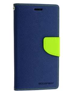 Mercury Goospery Colour Fancy Diary Case with Stand for Sony Xperia Z3 - Navy/Lime Leather Wallet Case