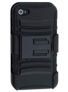 Rugged Case with Holster Belt Clip for iPhone 4/4s - Classic Black