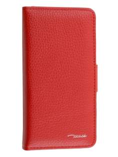 TS-CASE Genuine Textured Leather Wallet Case with Stand for iPhone 6s Plus/6 Plus - Red