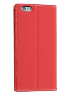 TS-CASE Slim Synthetic Leather Window View Case with Stand for iPhone 6s/6 - Red