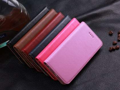 Book-Style Premium Leather Flip Case for iPhone 6s Plus/6 Plus - Baby Pink