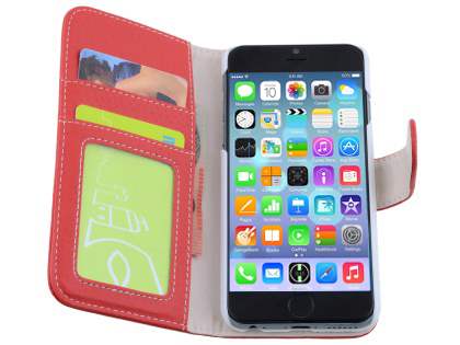 Synthetic Leather Wallet Case with Stand for iPhone 6s Plus/6 Plus - Red