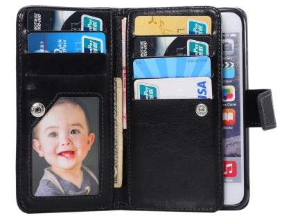 2-in-1 Synthetic Leather Wallet Case for iPhone 6s Plus/6 Plus - Classic Black
