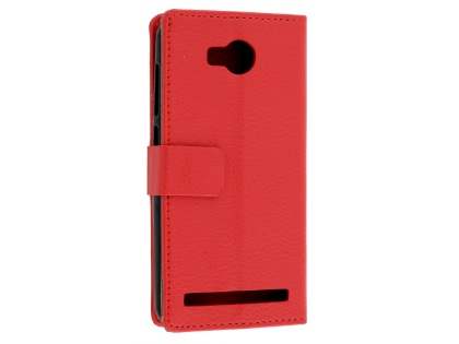 Slim Synthetic Leather Wallet Case with Stand for Huawei Y3II - Red Leather Wallet Case