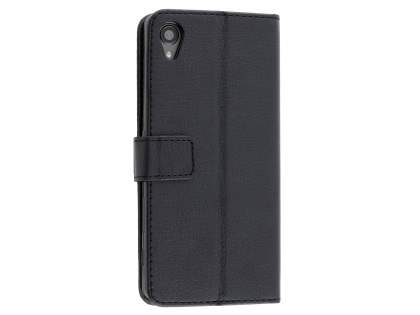 Slim Synthetic Leather Wallet Case with Stand for Sony Xperia XA - Classic Black Leather Wallet Case