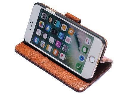 Premium Leather Wallet Case for iPhone 8/7 - Caramel