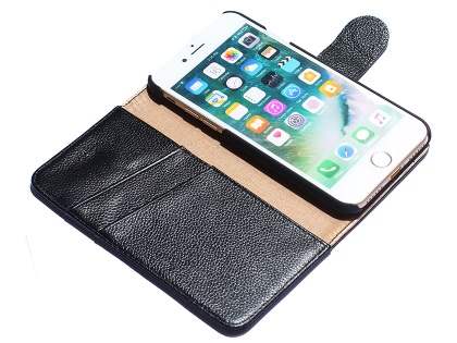 Premium Leather Wallet Case for iPhone 8/7 - Black