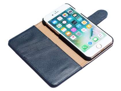 Premium Leather Wallet Case for iPhone 8 Plus/7 Plus - Midnight Blue