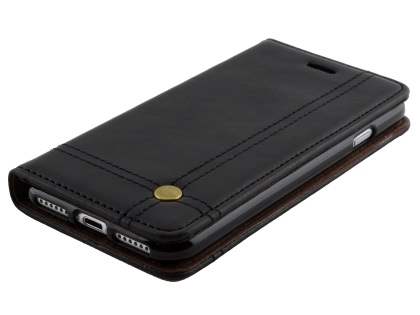 Slim Synthetic Leather Portfolio Case with Stand for iPhone 8/7 - Black