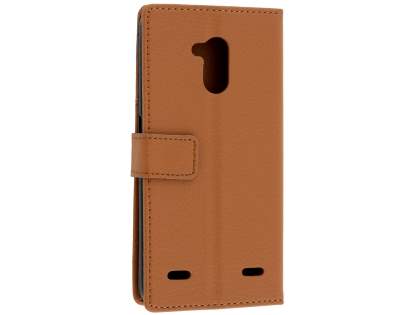 Slim Synthetic Leather Wallet Case with Stand for ZTE Blitz - Brown Leather Wallet Case