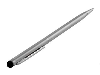 Universal Finger-Touch Dual Stylus & Pen - Classic Silver Capacitive Stylus