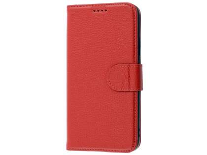 Premium Leather Wallet Case with Stand for Apple iPhone Xs/X - Red