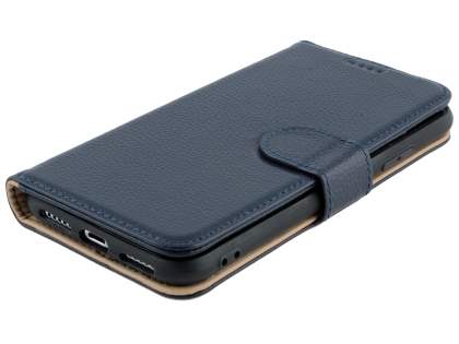 Premium Leather Wallet Case with Stand for Apple iPhone Xs/X - Midnight Blue