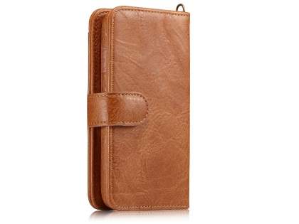 2-in-1 Synthetic Leather Wallet Case for iPhone 8 Plus/7 Plus - Brown