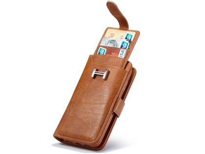 2-in-1 Synthetic Leather Wallet Case for iPhone 8 Plus/7 Plus - Brown