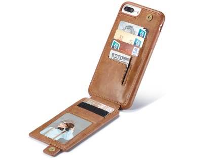 Synthetic Leather Case with Card Holder for iPhone 8 Plus/7 Plus - Brown