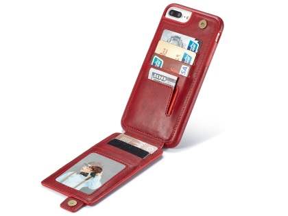 Synthetic Leather Case with Card Holder for iPhone 8 Plus/7 Plus - Red