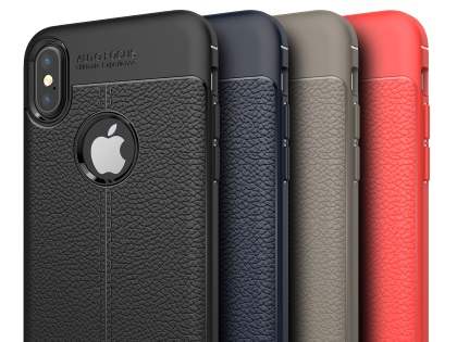 Leather Look Gel Case for iPhone Xs/X - Dark Grey