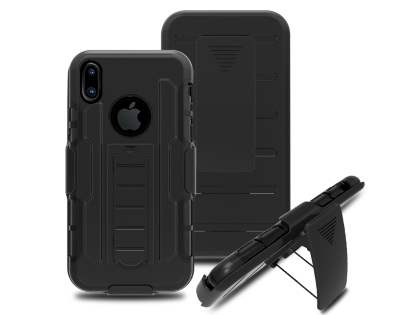 Rugged Case with Holster Belt Clip for iPhone Xs/X - Classic Black