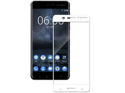 Curved Tempered Glass Full Screen Protector for Nokia 6 - White/Clear Screen Protector