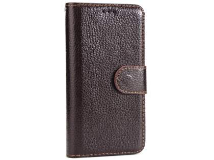 Slim Synthetic Leather Wallet Case with Stand for Apple iPhone Xs/X - Brown