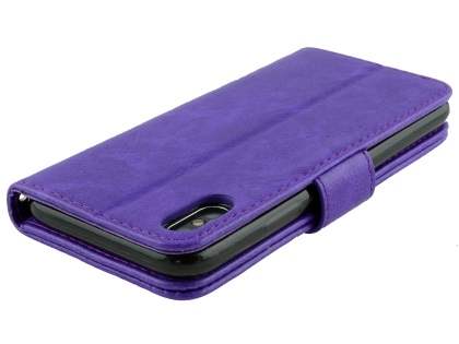 Slim Synthetic Leather Wallet Case with Stand for Apple iPhone Xs/X - Purple