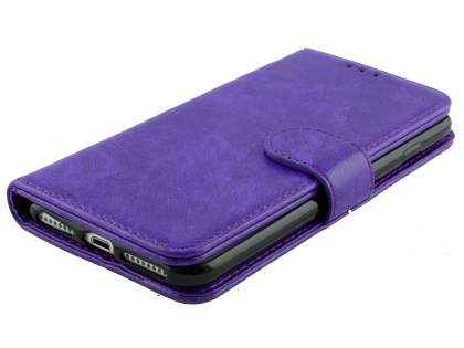Slim Synthetic Leather Wallet Case with Stand for Apple iPhone 8 Plus - Purple