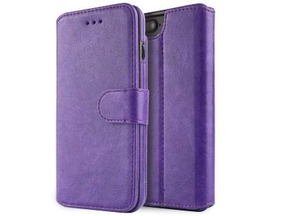 2-in-1 Synthetic Leather Wallet Case for iPhone 8 Plus/7 Plus - Purple