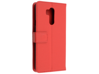 Synthetic Leather Wallet Case with Stand for LG G7 ThinQ - Red Leather Wallet Case