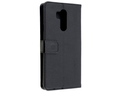 Synthetic Leather Wallet Case with Stand for LG G7 ThinQ - Black Leather Wallet Case