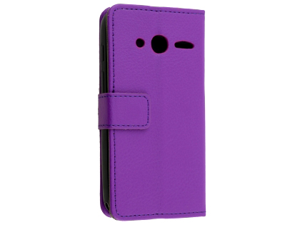Synthetic Leather Wallet Case with Stand for Optus X Play - Purple Leather Wallet Case