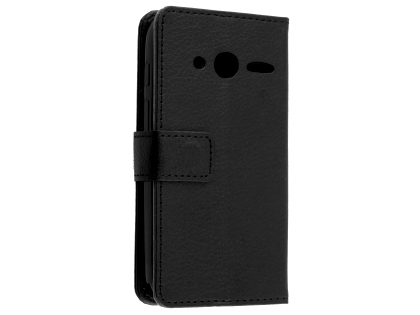 Synthetic Leather Wallet Case with Stand for Optus X Play - Black Leather Wallet Case